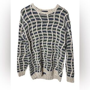 VTG Northern Isles Mens Hand Knit 3D Fisherman Sweater Size L 80S Grandpacore